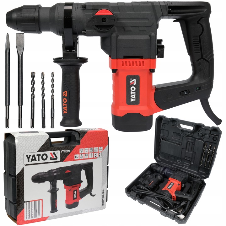 YATO MŁOT UDAROWY MŁOTOWIERTARKA SDS PLUS 1100W 4,5J 3 FUNKCJE +