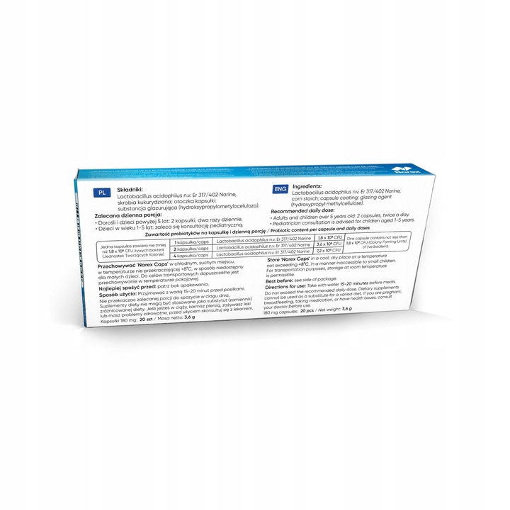 Narex Caps - Probiotyk Narine - 20 kapsułek - 180mg