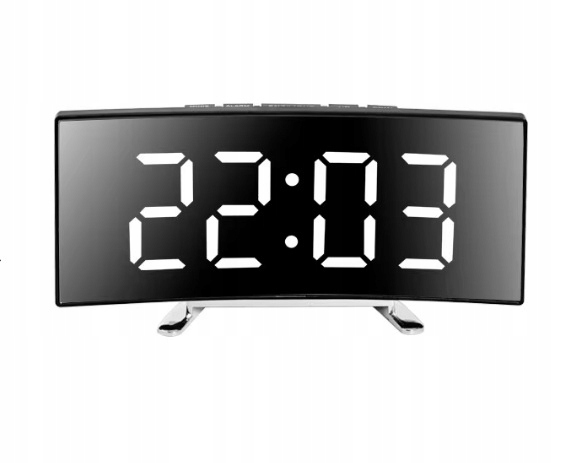 BUDZIK ZEGAR ELEKTRONICZNY DUŻY WYŚWIETLACZ LUSTRO LED TERMOMETR DATA