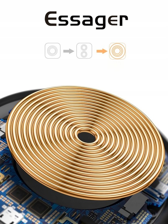 SZYBKA ŁADOWARKA INDUKCYJNA QI BEZPRZEWODOWA 15W ESSAGER 3A QC 3000mA LED