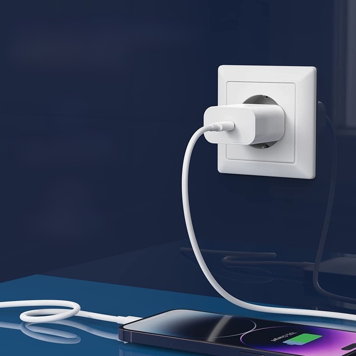 SZYBKA ŁADOWARKA DO IPHONE KOSTKA 20W + KABEL 1M / USB-C - IPHONE LIGHTING