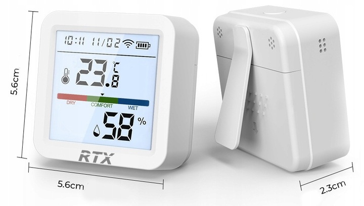 Czytelny Czujnik Sensor Temperatury Wilgotności LCD Zigbee Tuya