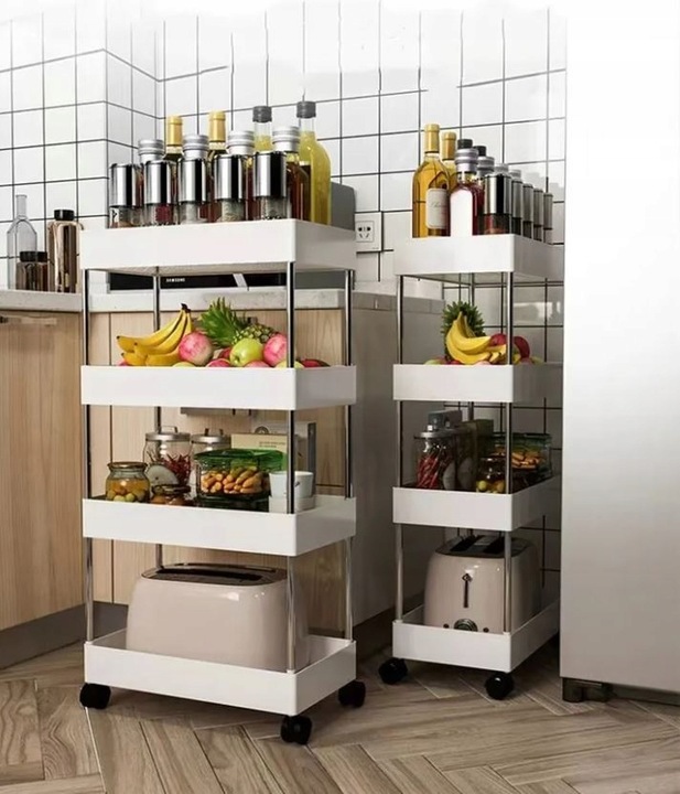 PÓŁKA ŁAZIENKOWA SZAFKA KUCHENNA REGAŁ MOBILNY NA KÓŁKACH 4 POZIOMY