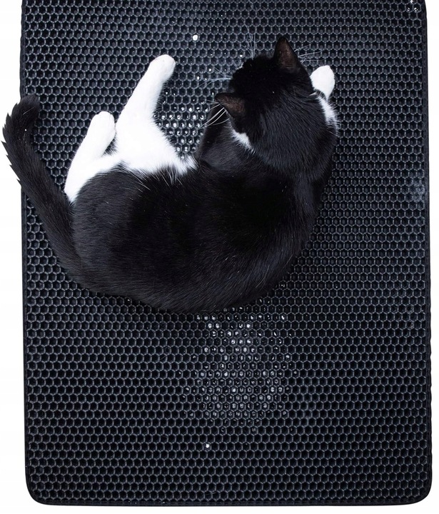 MATA WYCIERACZKA POD KUWETĘ DLA KOTA NA ŻWIREK XXL PODKŁADKA CZARNA 60x45