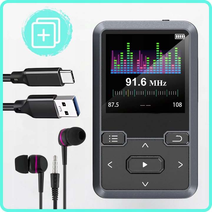 Odtwarzacz MP3 Bluetooth Przenośny 32GB HiFi Radio fm Krokomierz