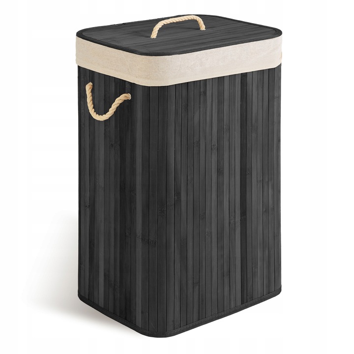 BAMBUSOWY KOSZ NA PRANIE BIELIZNĘ DUŻY POJEMNIK Z POKRYWĄ 72L