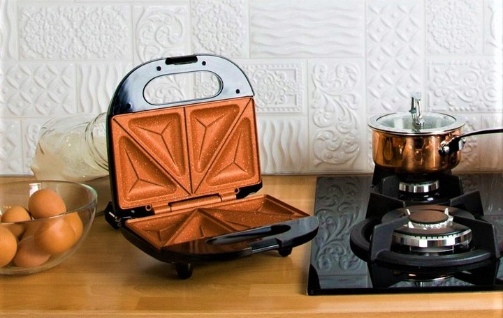 OPIEKACZ CERAMICZNY TOSTER 750W Czarny 2 KANAPKI NIEPRZYWIERAJĄCA