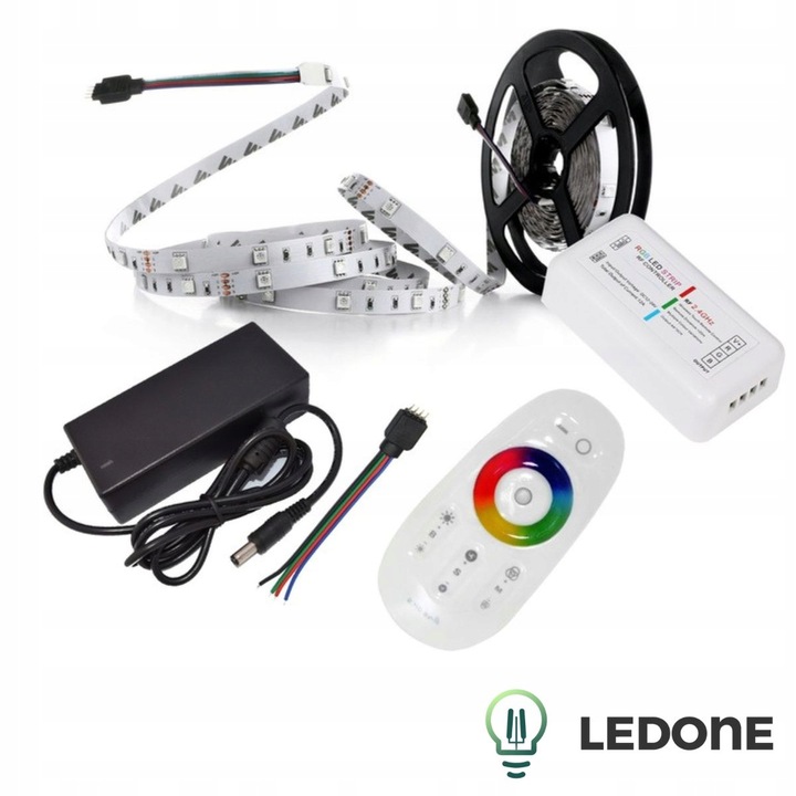 TAŚMA LED RGB + BIAŁY ZESTAW 5m 5050 KOLOROWE NA PILOTA PILOT Z
