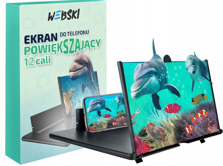 EKRAN POWIEKSZAJĄCY do TELEFONU DO 12 CALI Powiększacz z uchwytem WEBSKI