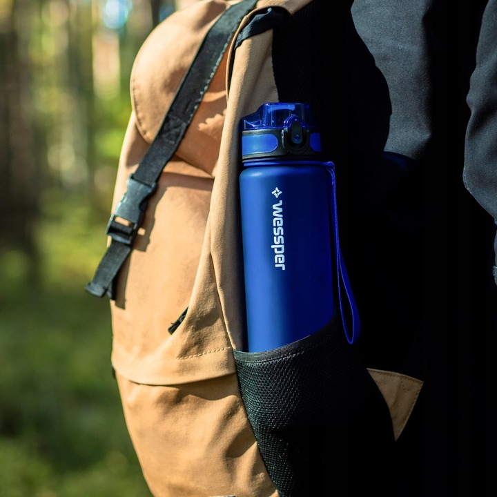 Butelka filtrująca Wessper 1L motywacyjna ustnik + filtr | Bidon na