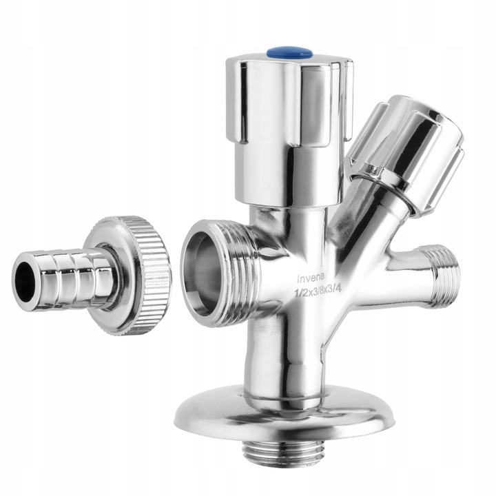 ZAWÓR KUREK KOMBI KOMBINOWANY DO BATERII PRALKI ZMYWARKI KĄTOWY 1/2x3/8x3/4