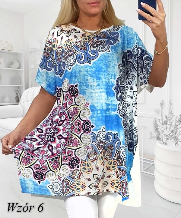 LUŹNA KOBIECA TUNIKA BLUZKA PLUS SIZE V dekolt XL/XXL różne wzory mix 702