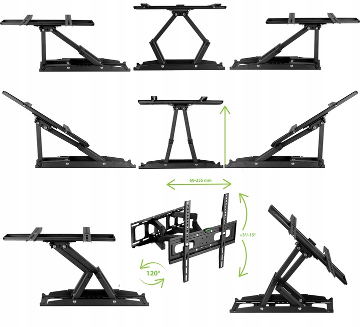 SUPER MOCNY UCHWYT do TELEWIZORA WIESZAK TV ŚCIENNY OBROTOWY LCD 32-70