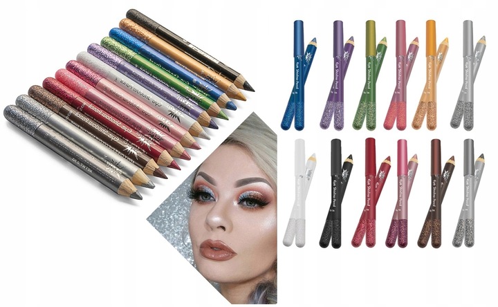 Cienie Do Powiek w Kredce kredka konturówka eyeliner Brokatowe 12 szt kolor