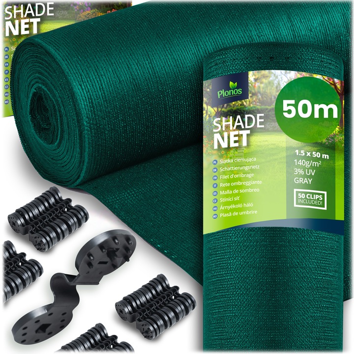 SIATKA CIENIUJĄCA 1,5x50m MASKUJĄCA MATA NA PŁOT OGRODZENIE OSŁONA 90%