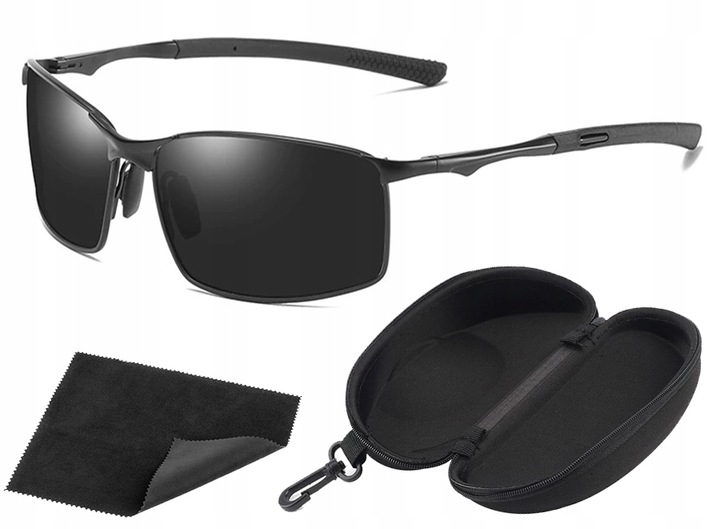 ALUMINIOWE MĘSKIE OKULARY POLARYZACYJNE CZARNE 559