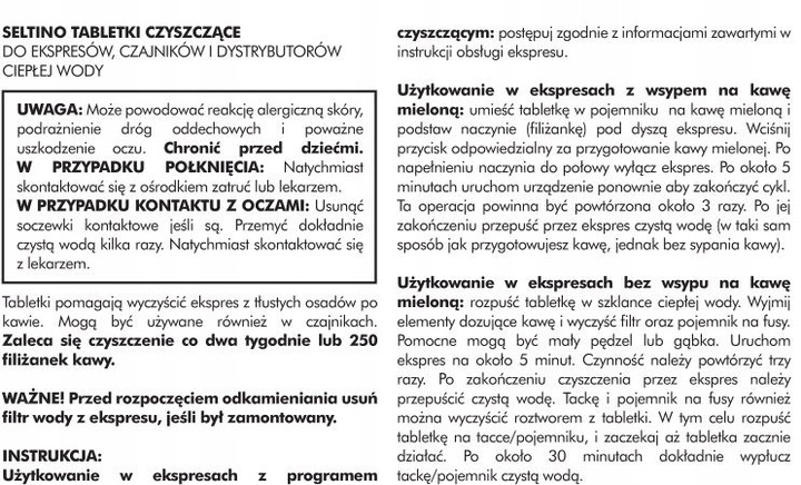 4x TABLETKI CZYSZCZĄCE DO EKSPRESU UNIWERSALNE