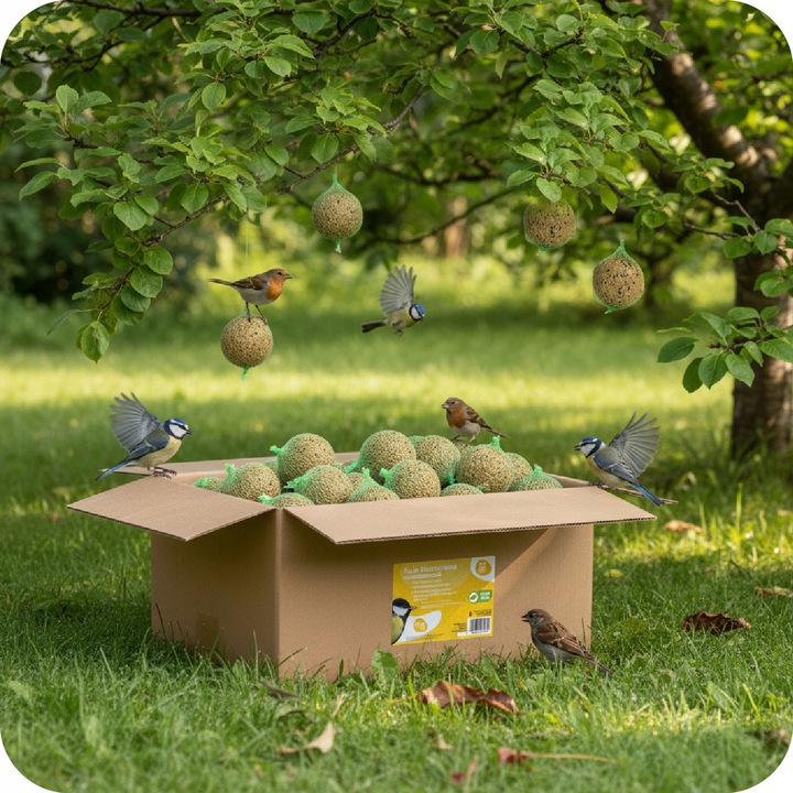 KULE TŁUSZCZOWE DLA PTAKÓW 100 SZTUK KARMA ZE SŁONECZNIK ZIARNO DO KARMNIK