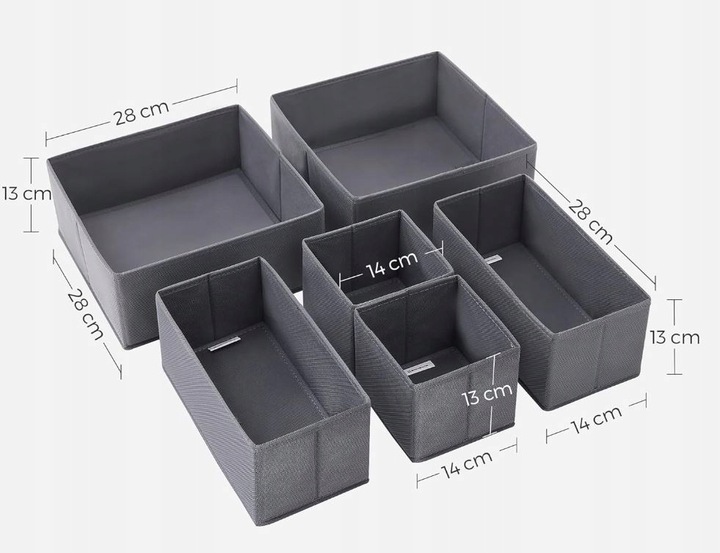 ORGANIZER NA BIELIZNĘ SKARPETKI DO SZUFLADY SZAFY ZESTAW POJEMNIK 6