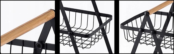 Koszyk TRZYPOZIOMOWY 3 piętrowy na owoce warzywa metalowy czarny Z