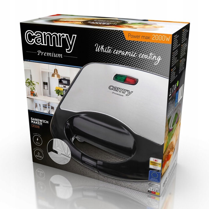 Opiekacz do Kanapek 850W Ceramiczna Powłoka Nieprzywierająca CR 3018