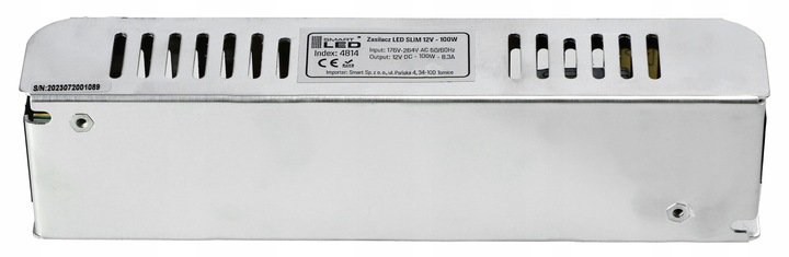 Zasilacz 12V do taśma LED 8,5A 100W slim montażowy modułowy przemysłowy