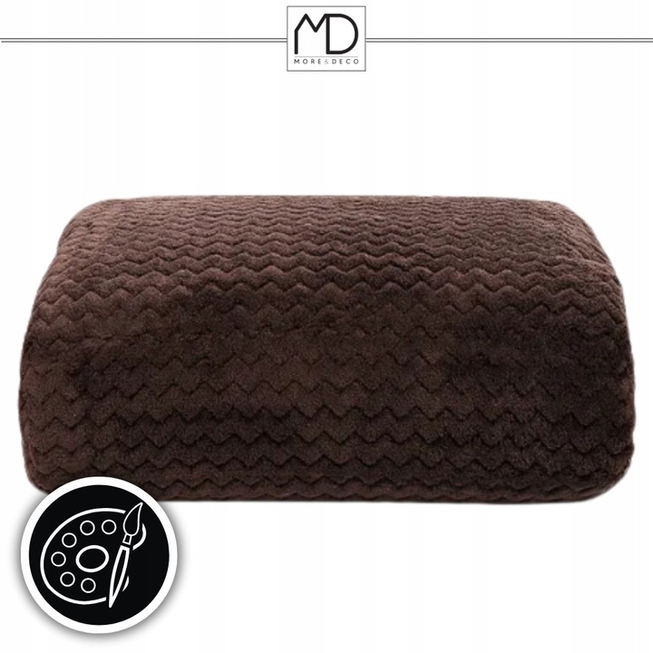 Koc pled narzuta 200x220cm na łóżko ciepły miękki prezent wzór brązowy brąz