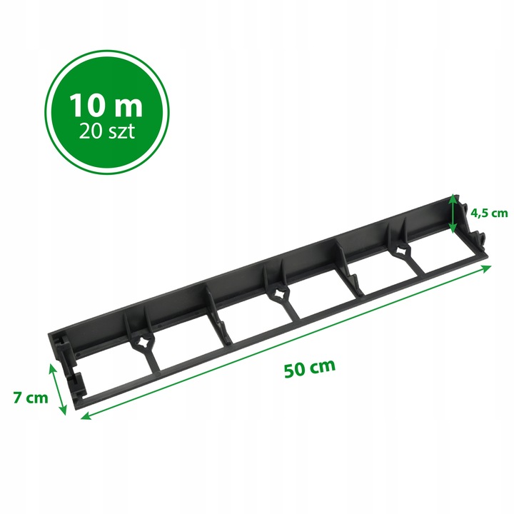 OBRZEŻE OGRODOWE 10m czarny 4,5cm trawnikowe border tworzywo + kotwy