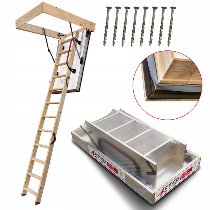 Schody Strychowe NORDIC 0,44 W/m2K 120x80 Dodatkowa Uszczelka Wkręty