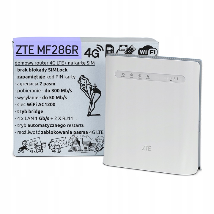 MF286R Domowy Biurowy router SIM 4G LTE z agregacją Play Tmobile Orange NJU