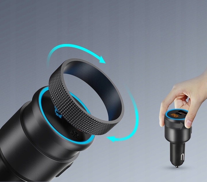 TRANSMITER FM BLUETOOTH USB TYP C QC 3.0 + PD BASS PD 20W