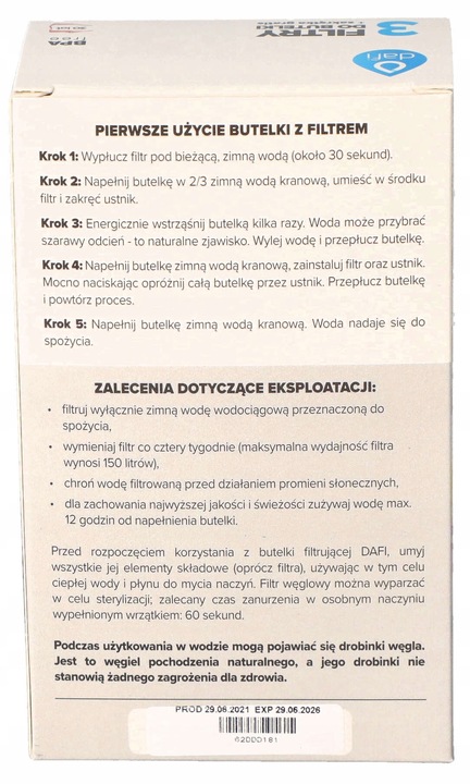 Zestaw Dafi niebieski zakrętka + 3 filtry do butelki Dafi Soft i Solid