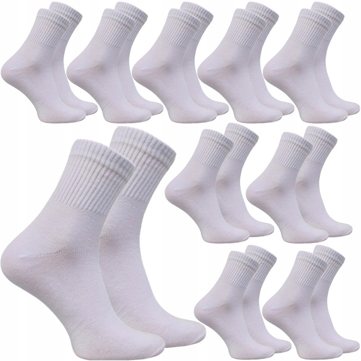 10 X SKARPETY MĘSKIE SKARPETKI BAWEŁNIANE TRWAŁE BIAŁE 43/46