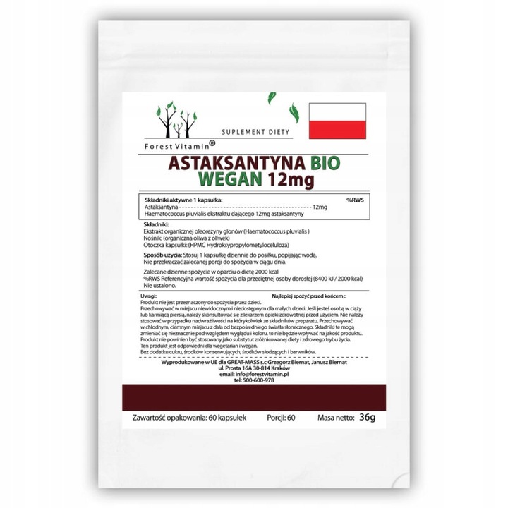 Forest Vitamin ASTAKSANTYNA 12mg 60 kaps.
