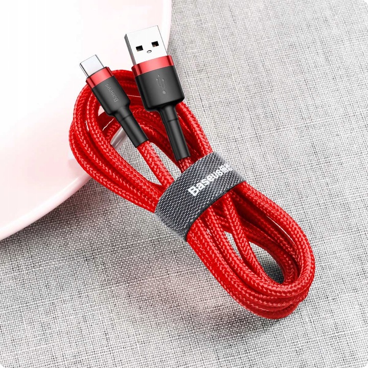 BASEUS MOCNY KABEL USB USB-C TYP-C PRZEWÓD OPLOT QUICK CHARGE 3.0 2A 2M