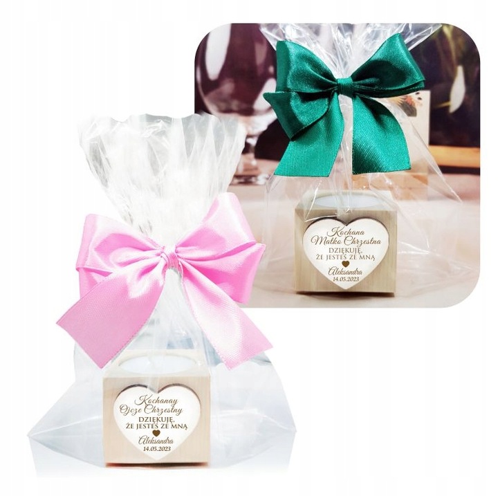 Podziękowanie dla Rodziców Chrzestnych na Komunię Chrzest świecznik