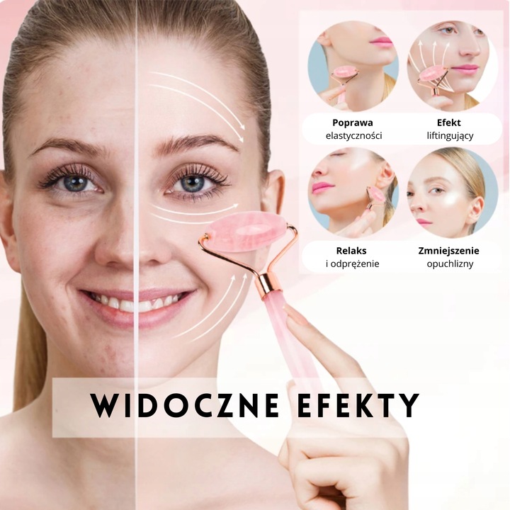 ROLLER WAŁEK KWARCOWY DO TWARZY + KAMIEŃ GUA SHA DO MASAŻU TWARZY I CIAŁA