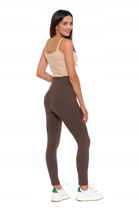 Prążkowane Legginsy Getry Damskie Wysoki Stan Modne Kryjące MORAJ L/XL