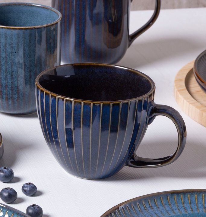 Filiżanki komplet 6 filiżanek do kawy Altom Design Reactive Stripes 450 ml