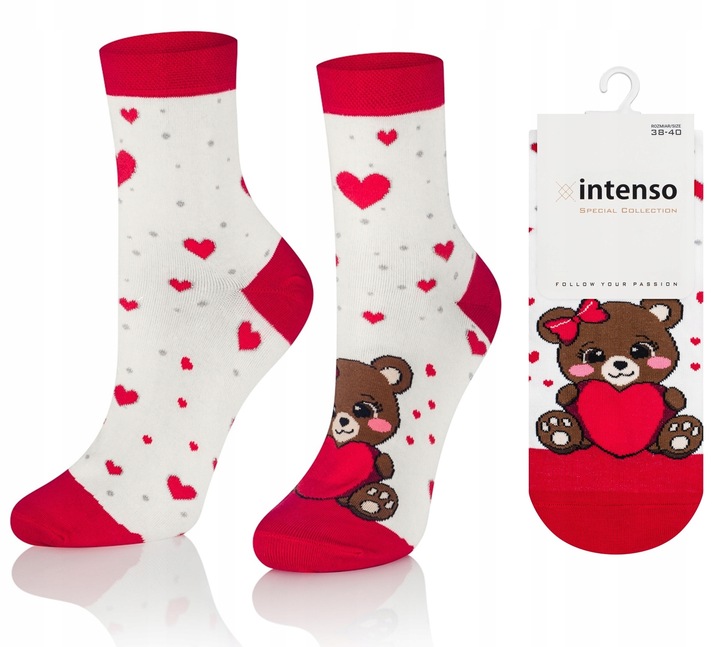 SKARPETKI DAMSKIE WALENTYNKOWE 3-PAK ZESTAW NA PREZENT DLA NIEJ WALENTYNKI