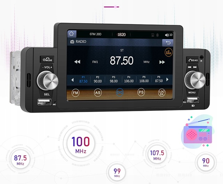 RADIO SAMOCHODOWE 1 DIN USB DOTYKOWE ANDROID AUTO CARPLAY MIRROR LINK
