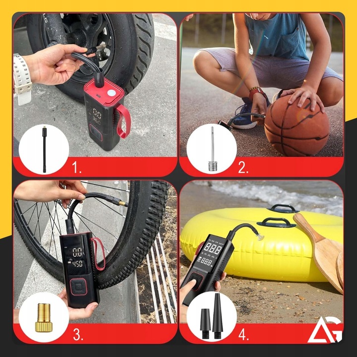 KOMPRESOR ROWEROWY SAMOCHODOWY AKUMULATOROWY POMPKA SPRĘŻARKA