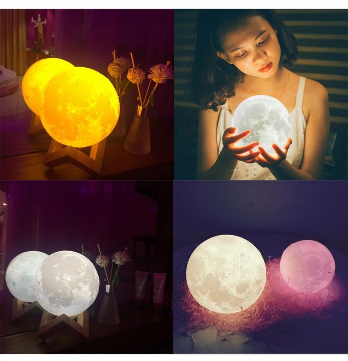 LAMPKA NOCNA 3D Księżyc 48cm MOONLIGHT RGB + pilot