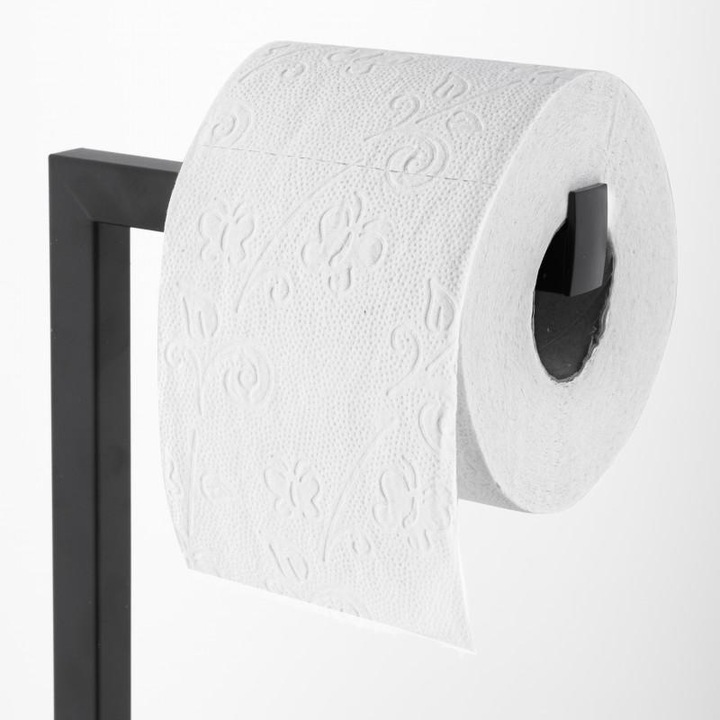 Stojak uchwyt na papier toaletowy do WC toalety czarny wieszak loft