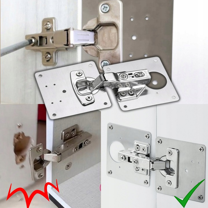 30x PŁYTKA DO NAPRAWY WYRWANYCH ZAWIASÓW MEBLOWYCH SZAFEK ZESTAW