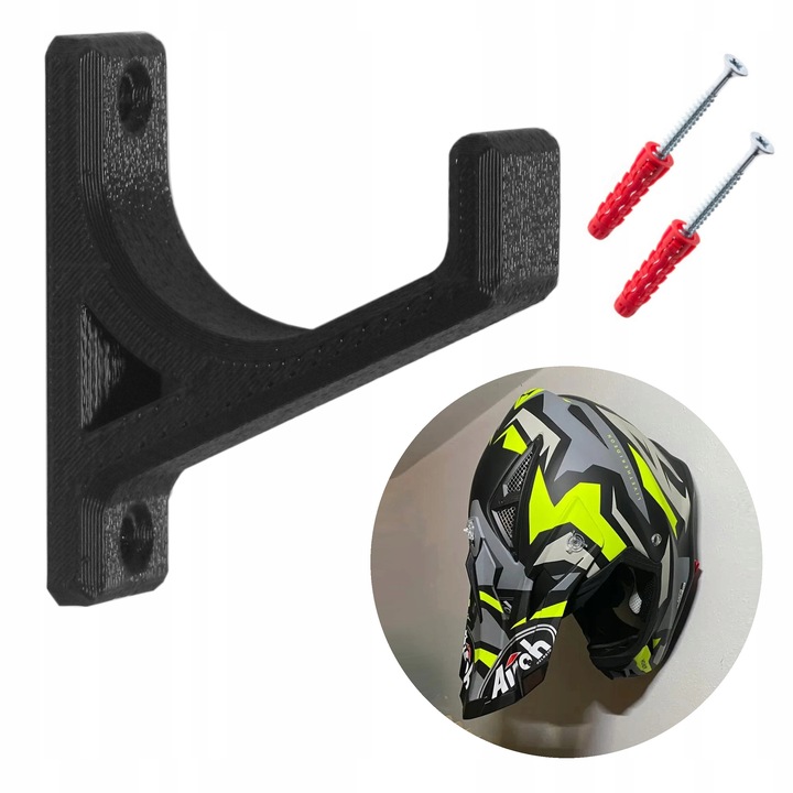 Wieszak na kask rowerowy motocyklowy mtb uchwyt haczyk czarny wkręty
