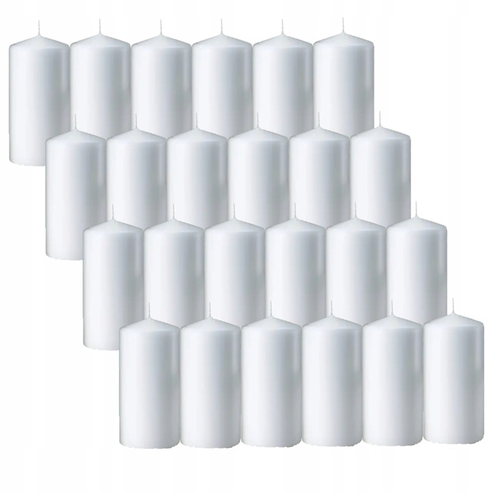 ŚWIECA ŚWIECZKI ZESTAW ŚWIEC BRYŁOWE BIAŁE 10CM KOMUNIA ŚWIECZKA 24X ŚWIECE