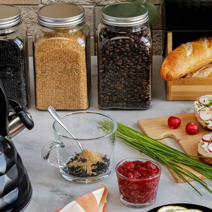 Zestaw KUBKI Szklane SZKLANKI do KAWY i HERBATY z UCHEM Tadar Sue 6x450 ml