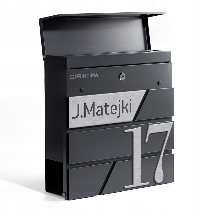 DUŻA SKRZYNKA NA LISTY Z ADRESEM NUMEREM DOMU | SERBRNA ANTRACYT RAL