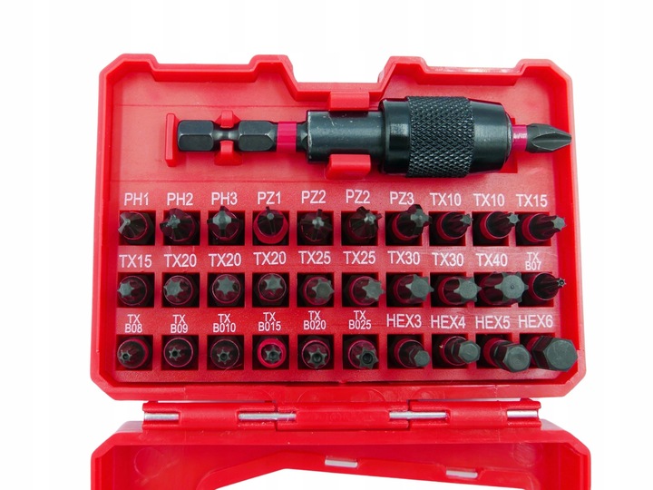 BITY MAGNETYCZNE WKRĘTAKI KOŃCÓWKI UDAROWE ZESTAW 32 EL. - PH PZ TX TXB HEX